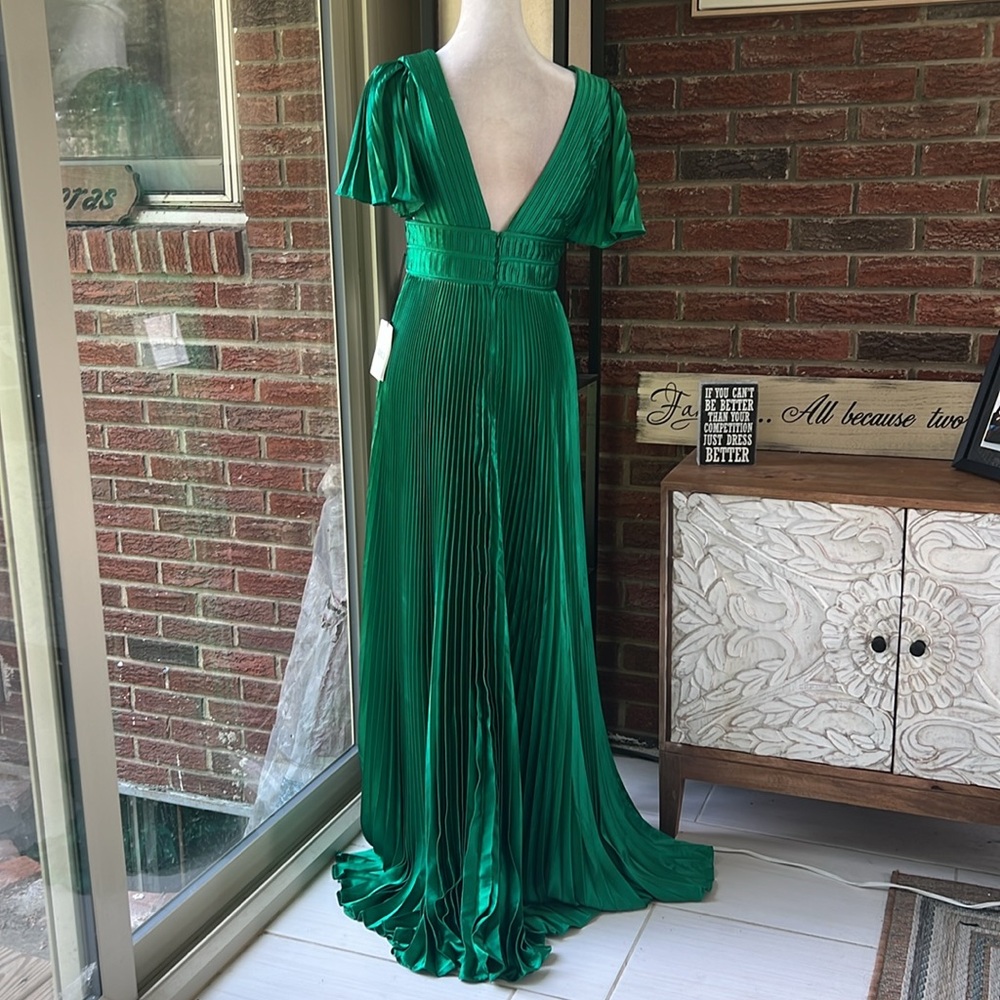 Amur Jupiter Pleated Shirt Sleeve Slit Gown NWT Size 2 - Picture 7 of 7